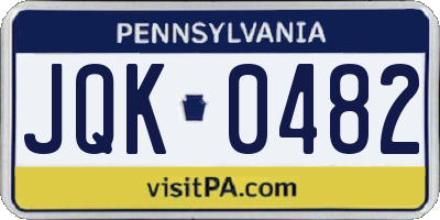 PA license plate JQK0482