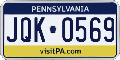PA license plate JQK0569