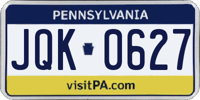 PA license plate JQK0627