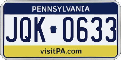 PA license plate JQK0633