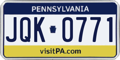 PA license plate JQK0771