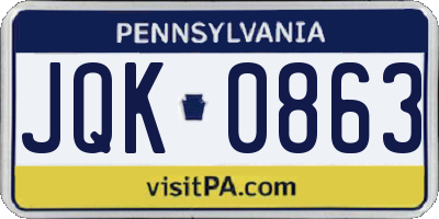 PA license plate JQK0863