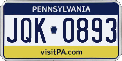 PA license plate JQK0893
