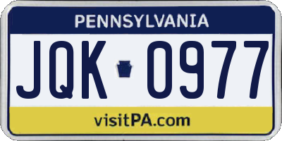PA license plate JQK0977