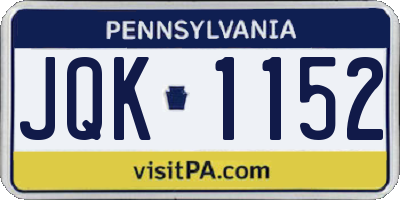 PA license plate JQK1152