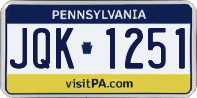 PA license plate JQK1251