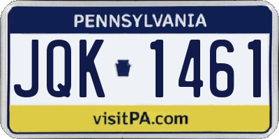 PA license plate JQK1461