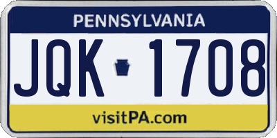 PA license plate JQK1708