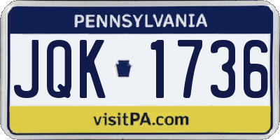 PA license plate JQK1736