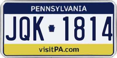 PA license plate JQK1814