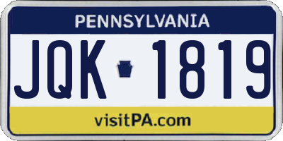 PA license plate JQK1819