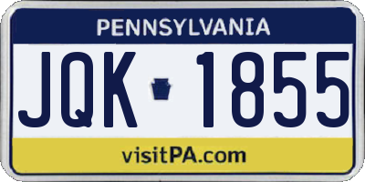 PA license plate JQK1855