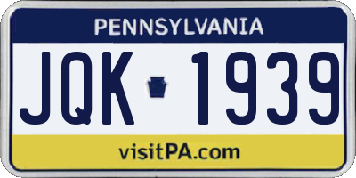 PA license plate JQK1939