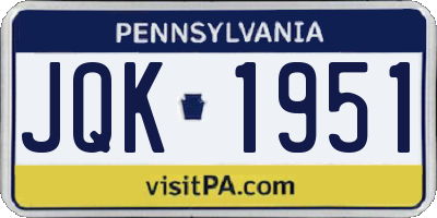PA license plate JQK1951