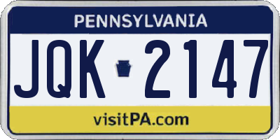 PA license plate JQK2147