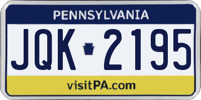PA license plate JQK2195