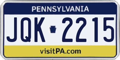 PA license plate JQK2215
