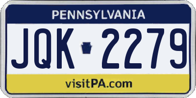 PA license plate JQK2279