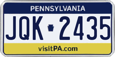 PA license plate JQK2435