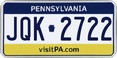 PA license plate JQK2722