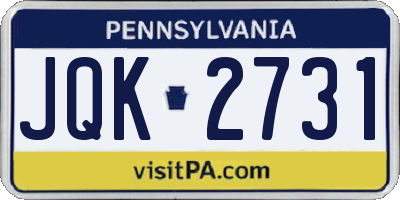 PA license plate JQK2731
