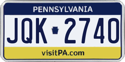PA license plate JQK2740