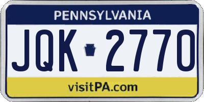 PA license plate JQK2770