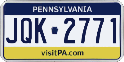 PA license plate JQK2771