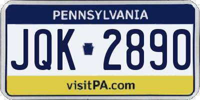 PA license plate JQK2890