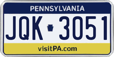 PA license plate JQK3051