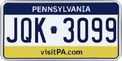 PA license plate JQK3099