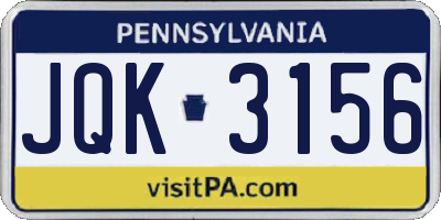 PA license plate JQK3156