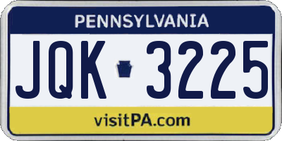 PA license plate JQK3225