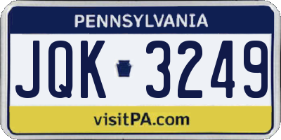 PA license plate JQK3249