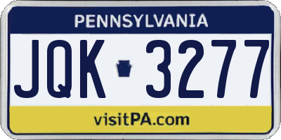 PA license plate JQK3277