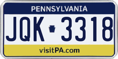 PA license plate JQK3318
