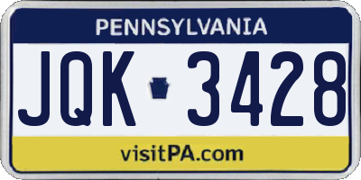 PA license plate JQK3428