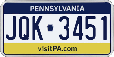 PA license plate JQK3451