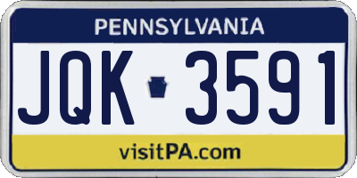 PA license plate JQK3591