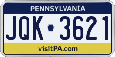 PA license plate JQK3621