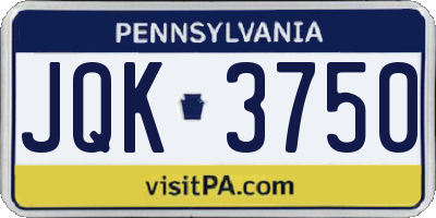 PA license plate JQK3750