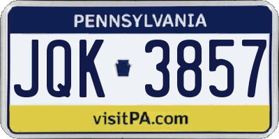 PA license plate JQK3857