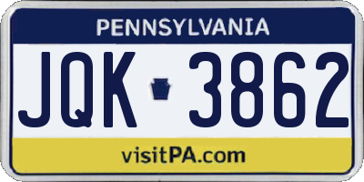 PA license plate JQK3862