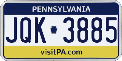 PA license plate JQK3885