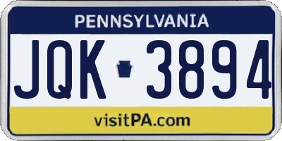 PA license plate JQK3894