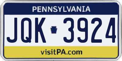 PA license plate JQK3924
