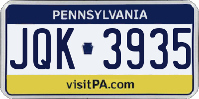 PA license plate JQK3935
