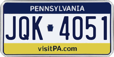PA license plate JQK4051