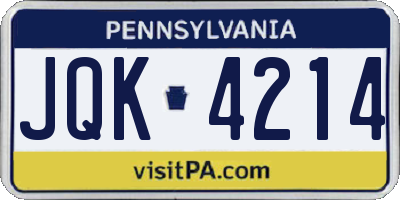 PA license plate JQK4214