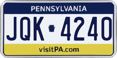 PA license plate JQK4240